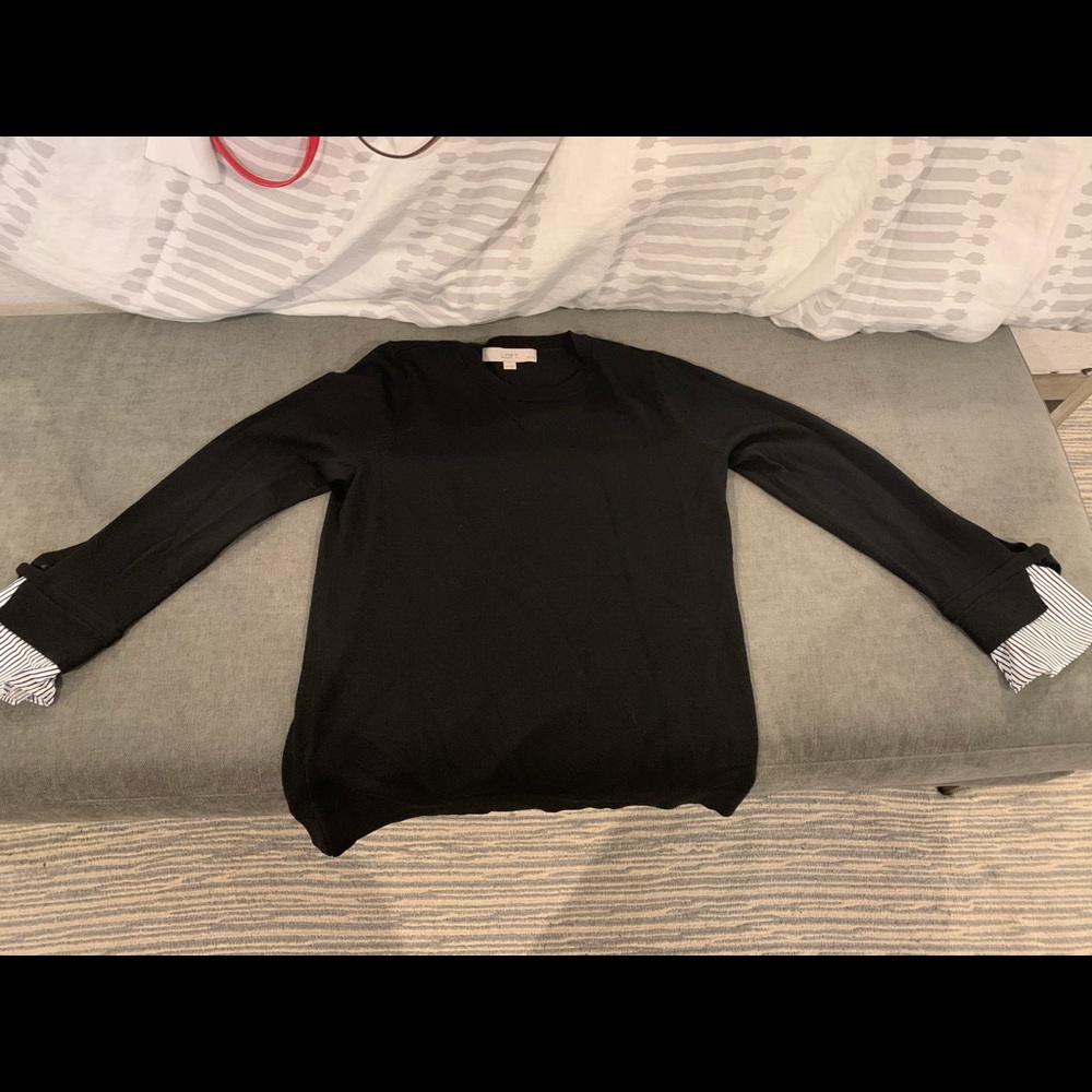 Loft, black sweater with blouse